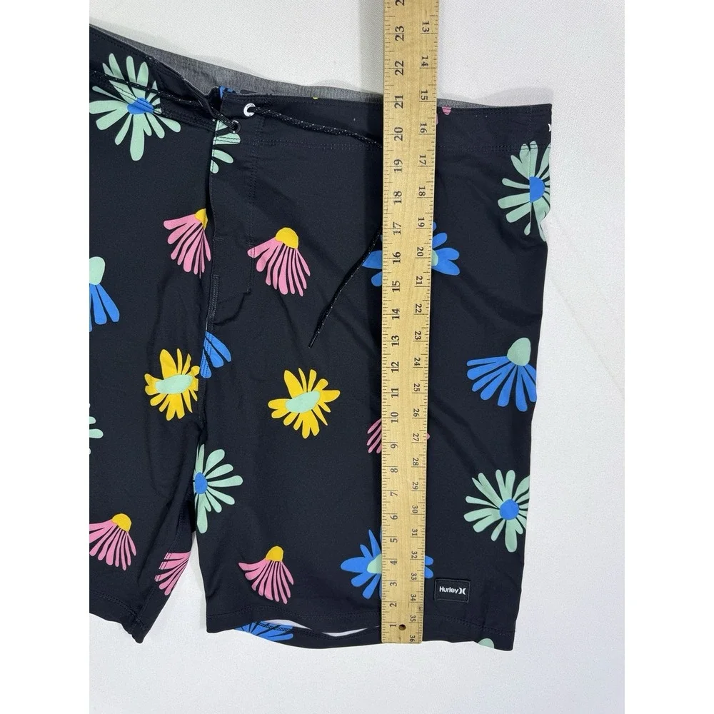 Hurley Phantom Men 40 Board Shorts Swim Trunks Black Floral Beach MBS0011060